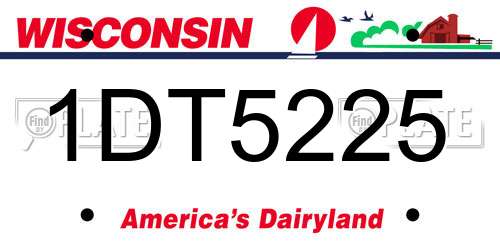 1DT5225 Wisconsin License Plate
