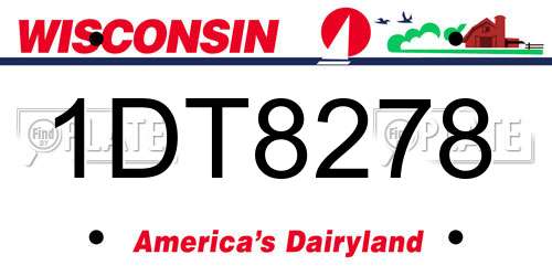 1DT8278 Wisconsin License Plate