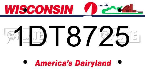 1DT8725 Wisconsin License Plate