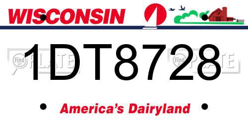 1DT8728 Wisconsin License Plate