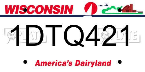 1DTQ421 Wisconsin License Plate