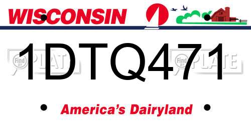 1DTQ471 Wisconsin License Plate