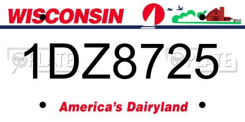 1DZ8725 Wisconsin License Plate