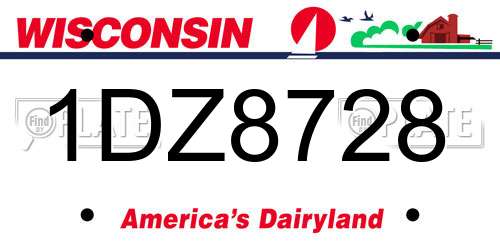 1DZ8728 Wisconsin License Plate