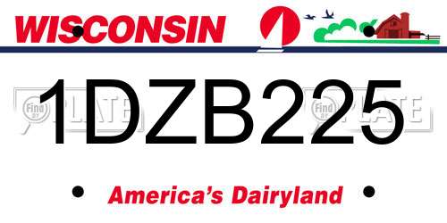 1DZB225 Wisconsin License Plate
