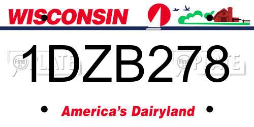 1DZB278 Wisconsin License Plate