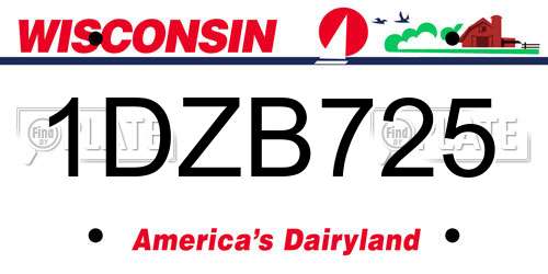 1DZB725 Wisconsin License Plate