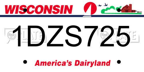 1DZS725 Wisconsin License Plate