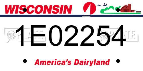 1E02254 Wisconsin License Plate