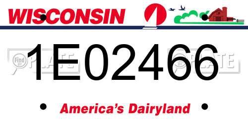 1E02466 Wisconsin License Plate