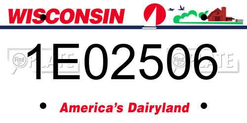 1E02506 Wisconsin License Plate