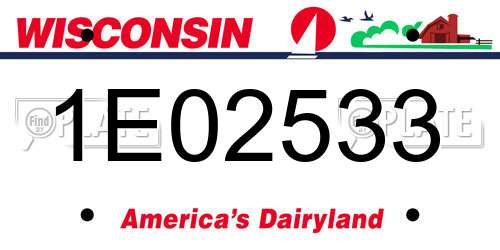 1E02533 Wisconsin License Plate