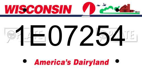 1E07254 Wisconsin License Plate