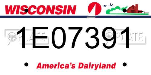 1E07391 Wisconsin License Plate