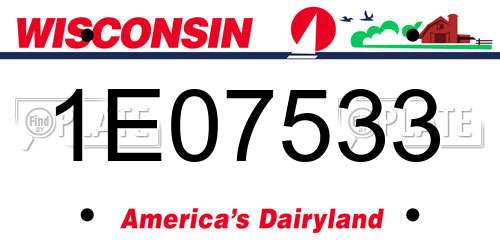 1E07533 Wisconsin License Plate