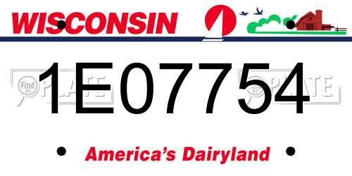 1E07754 Wisconsin License Plate