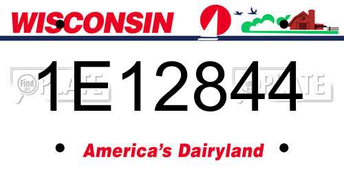 1E12844 Wisconsin License Plate
