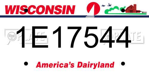 1E17544 Wisconsin License Plate
