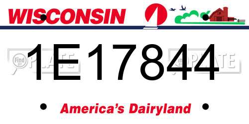 1E17844 Wisconsin License Plate