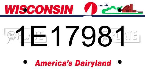 1E17981 Wisconsin License Plate