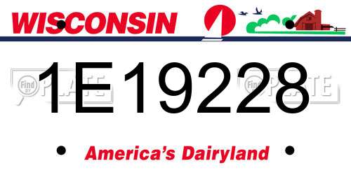 1E19228 Wisconsin License Plate