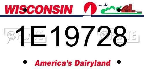1E19728 Wisconsin License Plate