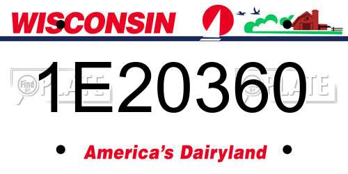 1E20360 Wisconsin License Plate