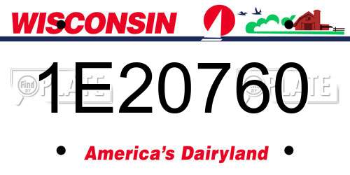 1E20760 Wisconsin License Plate