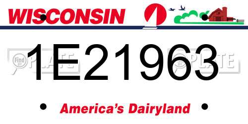 1E21963 Wisconsin License Plate