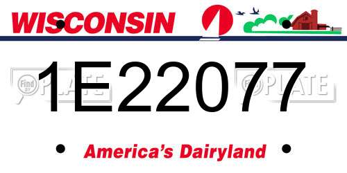 1E22077 Wisconsin License Plate