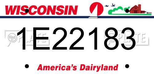 1E22183 Wisconsin License Plate