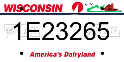 1E23265 Wisconsin License Plate