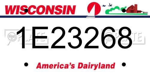 1E23268 Wisconsin License Plate