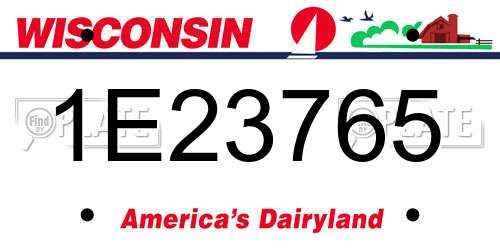 1E23765 Wisconsin License Plate