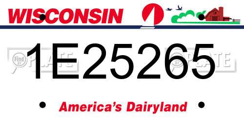 1E25265 Wisconsin License Plate