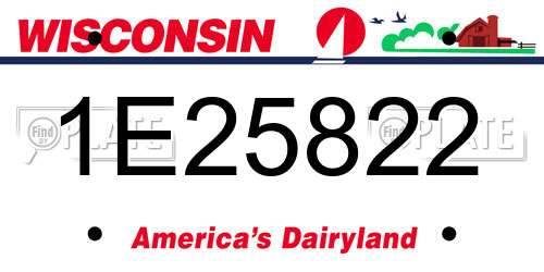 1E25822 Wisconsin License Plate