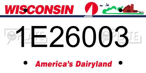1E26003 Wisconsin License Plate