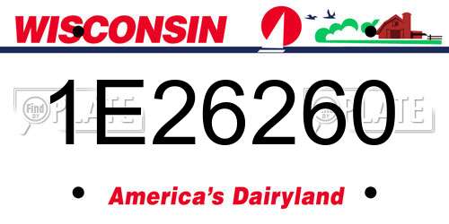 1E26260 Wisconsin License Plate