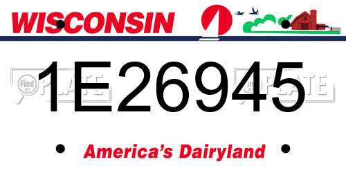1E26945 Wisconsin License Plate