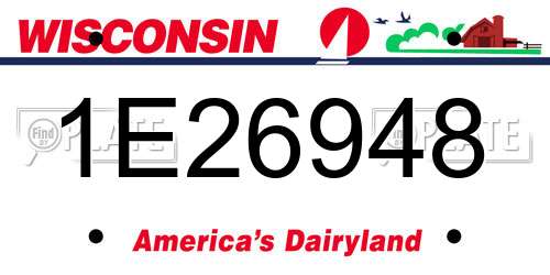 1E26948 Wisconsin License Plate