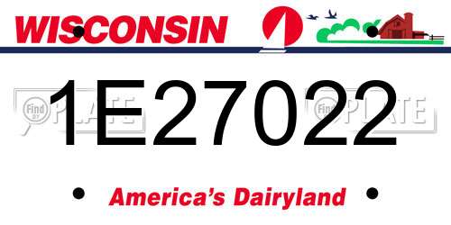 1E27022 Wisconsin License Plate