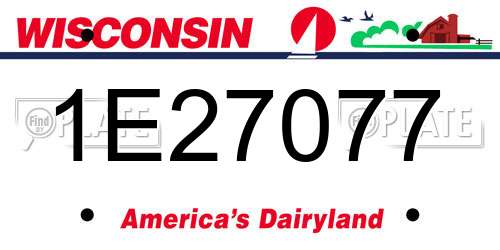 1E27077 Wisconsin License Plate