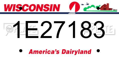 1E27183 Wisconsin License Plate