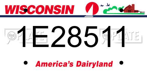 1E28511 Wisconsin License Plate