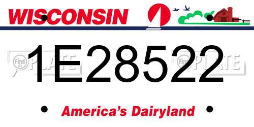 1E28522 Wisconsin License Plate