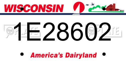 1E28602 Wisconsin License Plate