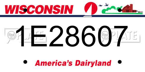 1E28607 Wisconsin License Plate