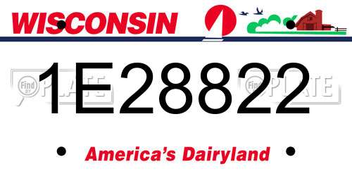 1E28822 Wisconsin License Plate