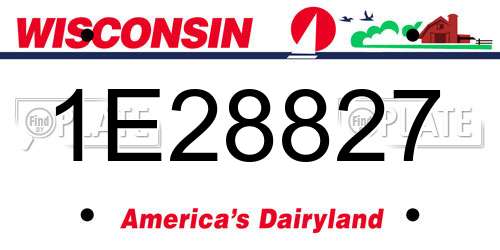 1E28827 Wisconsin License Plate