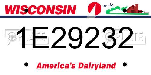 1E29232 Wisconsin License Plate